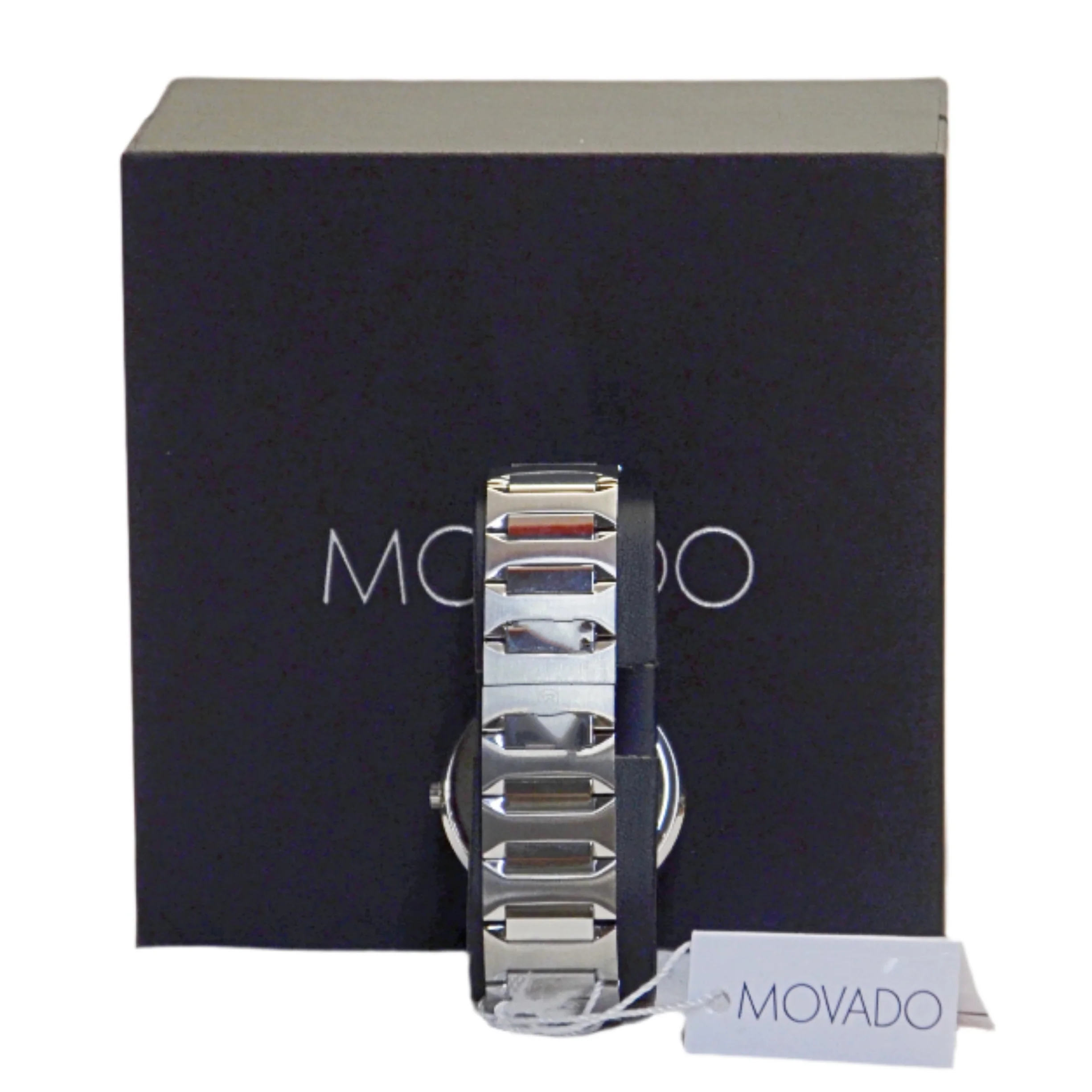 Movado Men's Quartz Black Dial Watch - Silver tone - Image 7