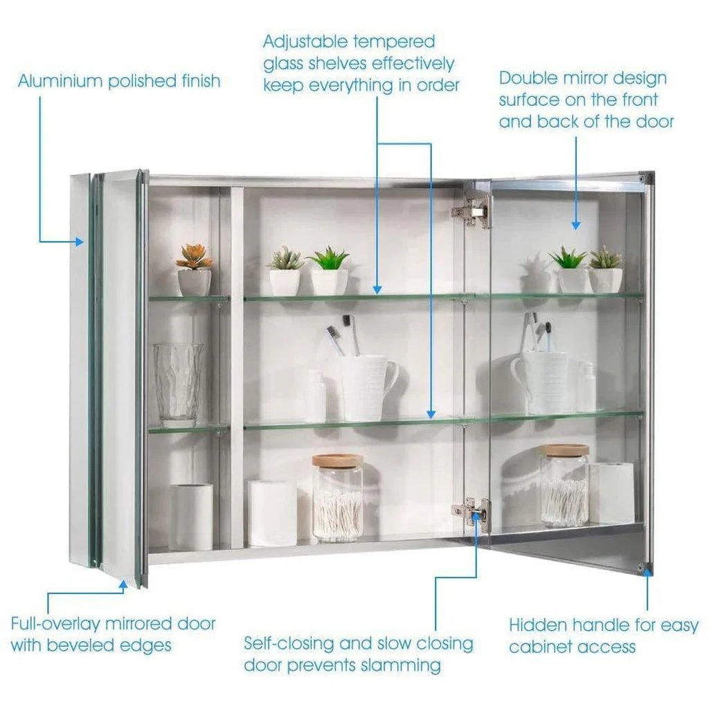 MOVO Double Doors Medicine Cabinet with Mirror 30" X 26" - Image 5