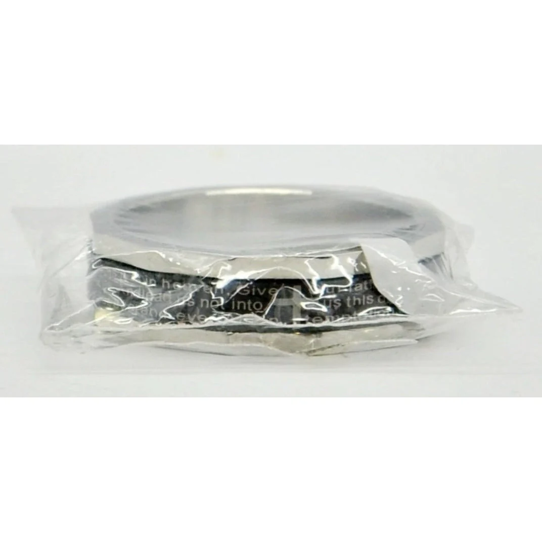 MOWOM Black Stainless Steel Ring Band Bible Lords Prayer Cross 15 - Image 2