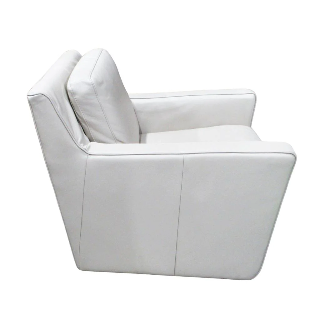 Natuzzi Top Grain Leather Swivel Armchair Beige - Image 3