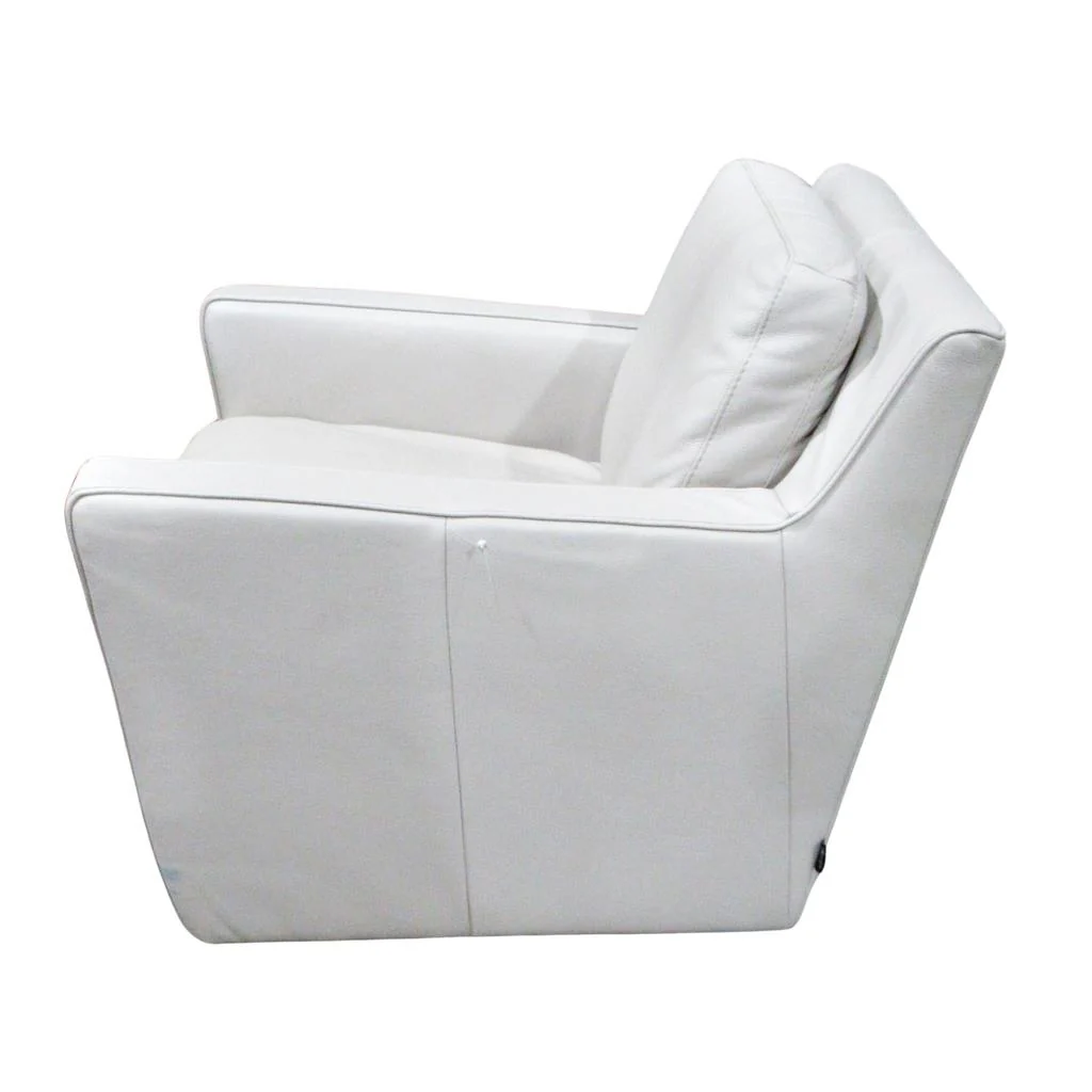 Natuzzi Top Grain Leather Swivel Armchair Beige - Image 4