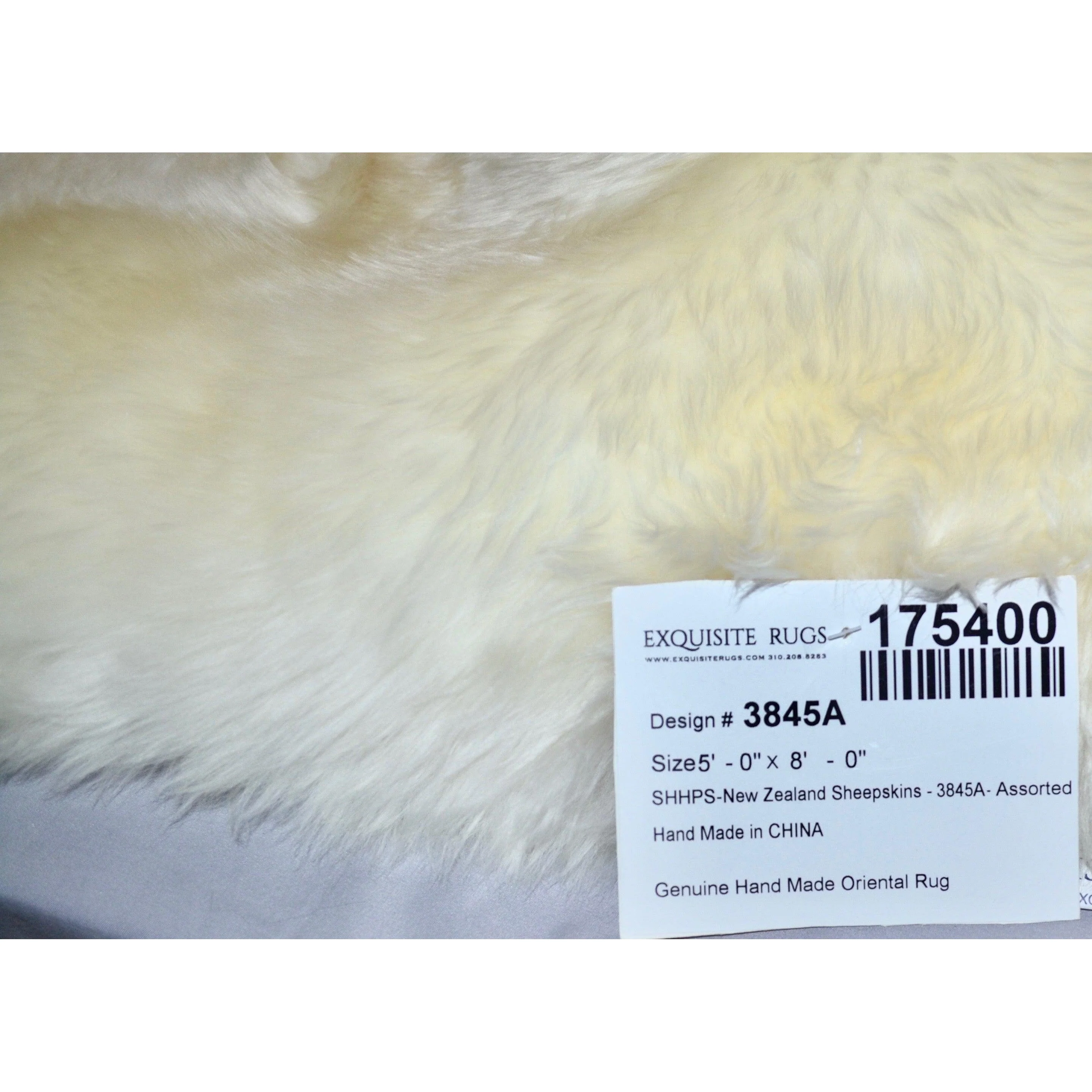 Exquisite Rugs New Zealand Handmade Sheepskin Rug Beige 5' x 8' - Image 4