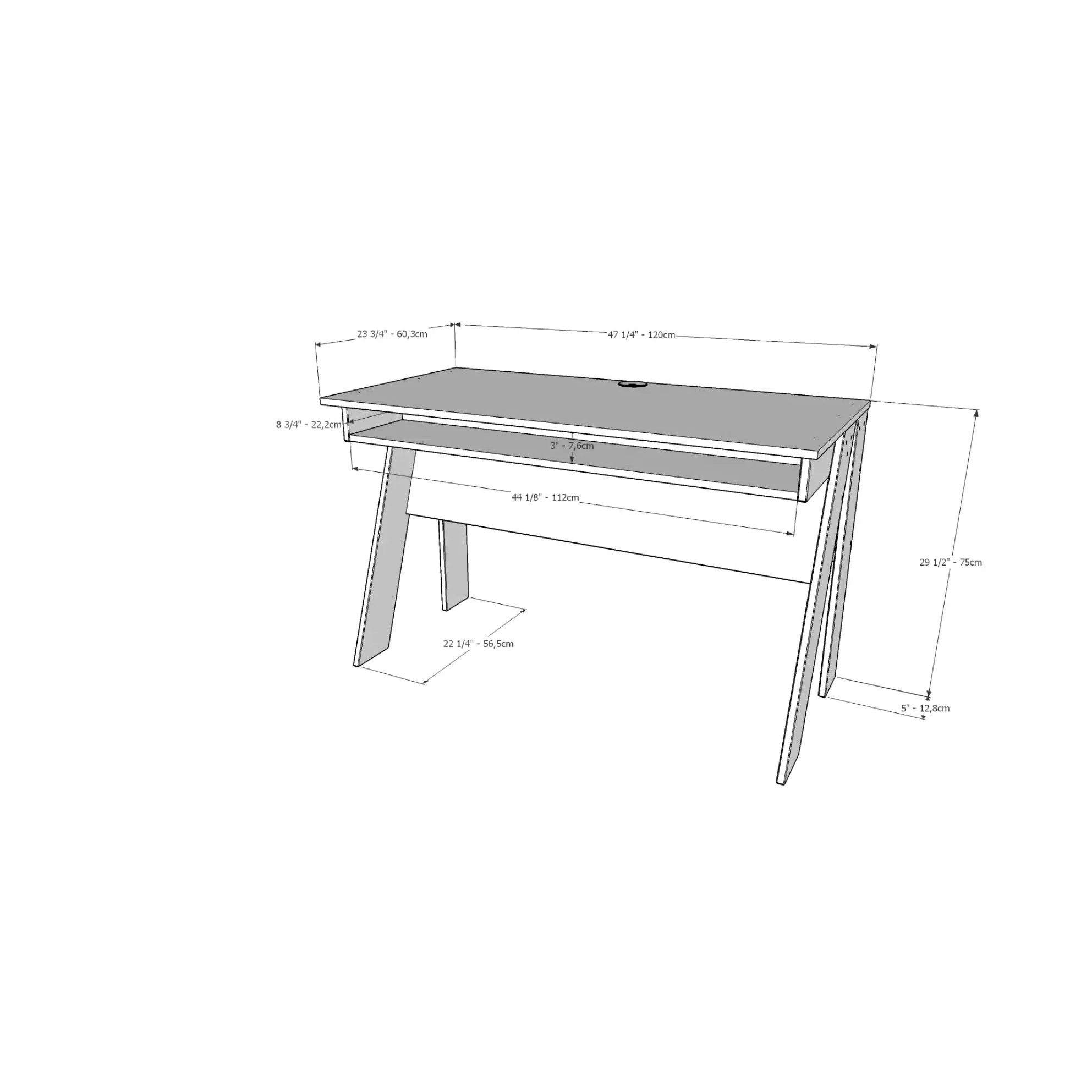 Nexera Tangent Desk, Charcoal Gray & Russian Birch Plywood - Image 3