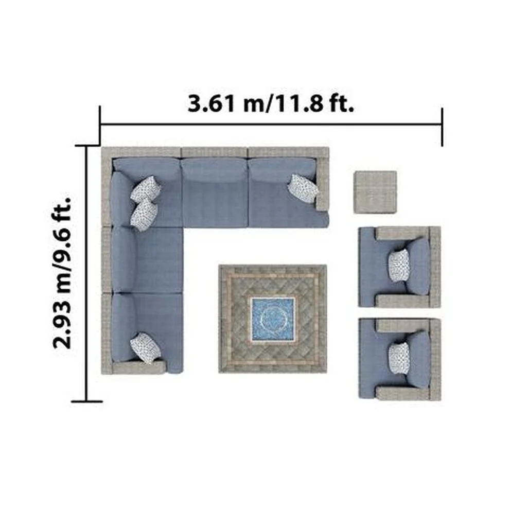 Niko 9-piece Patio Sectional Conversation Set with Fire Table Grey - Image 2