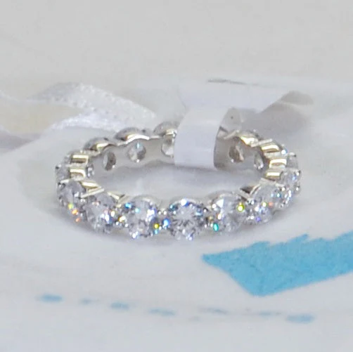 NYC Sterling 4mm Sterling Silver 925 Cubic Zirconia Cz Eternity Ring - Size 7 - Image 4