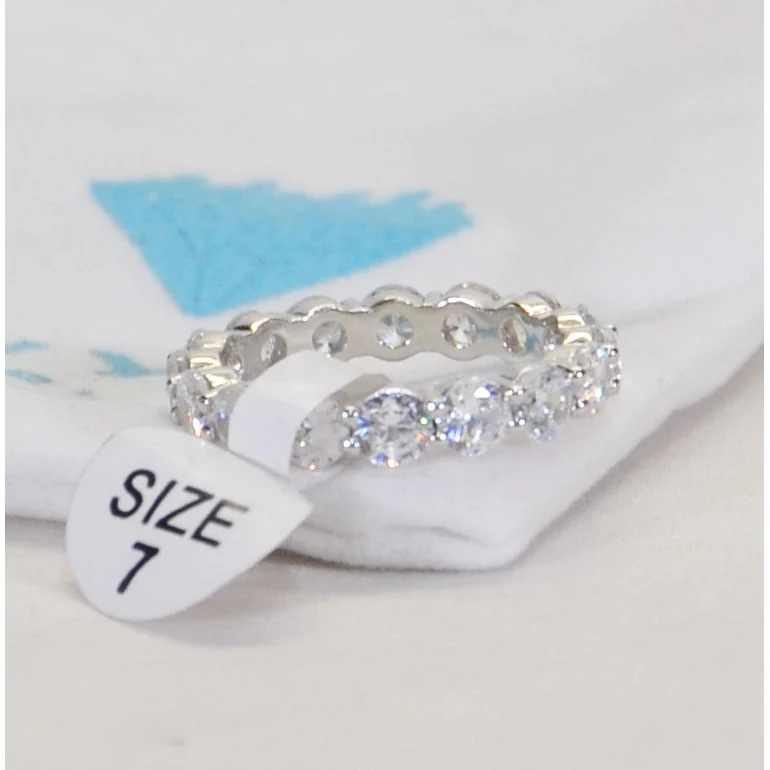 NYC Sterling 4mm Sterling Silver 925 Cubic Zirconia Cz Eternity Ring - Size 7 - Image 5