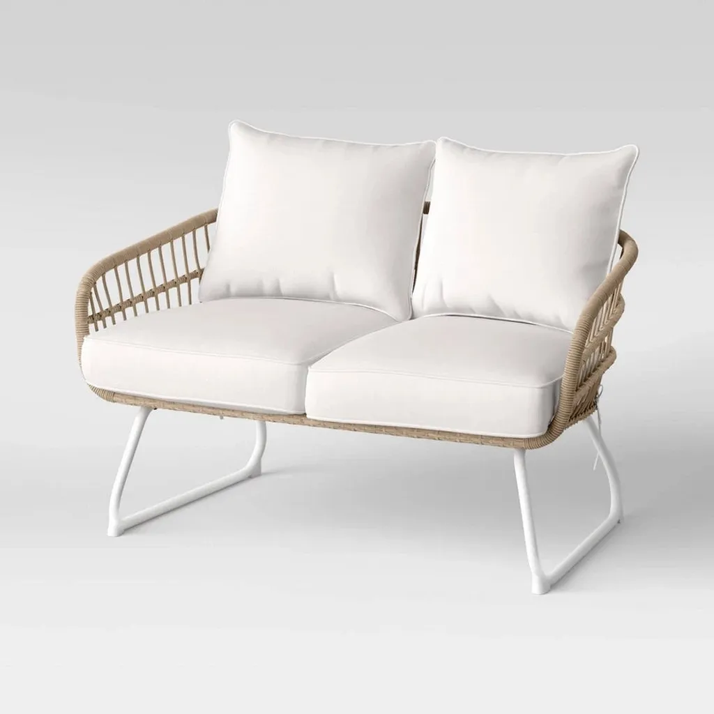 Opalhouse Southport Wicker Patio Loveseat - White/Linen