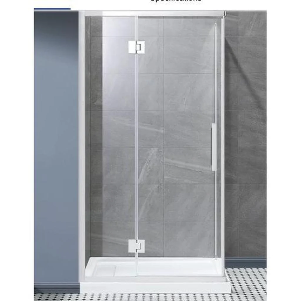 OVE Nicole 42 in. Corner Shower Enclosure with Base Chrome/White