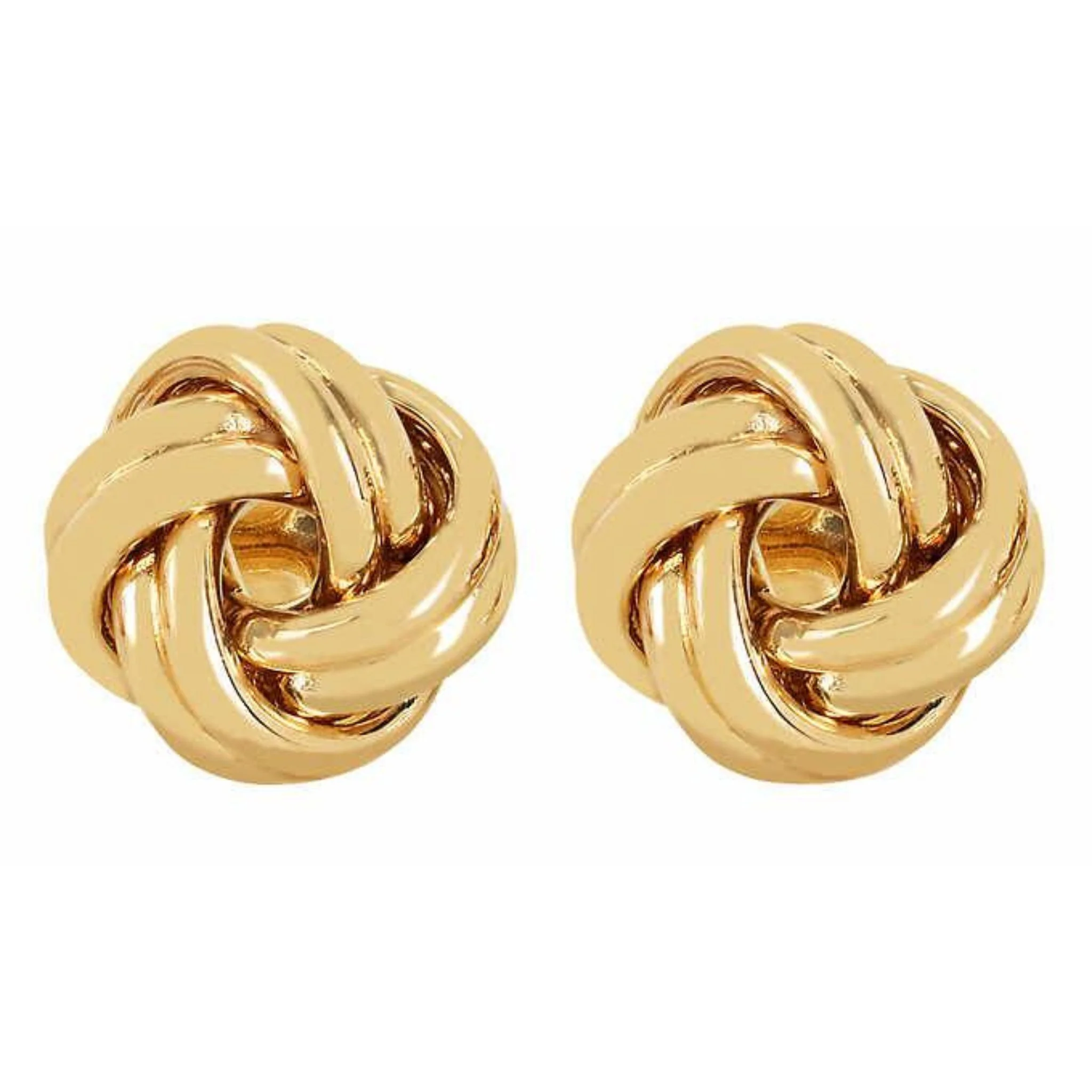Polished love knot earrings in yellow gold