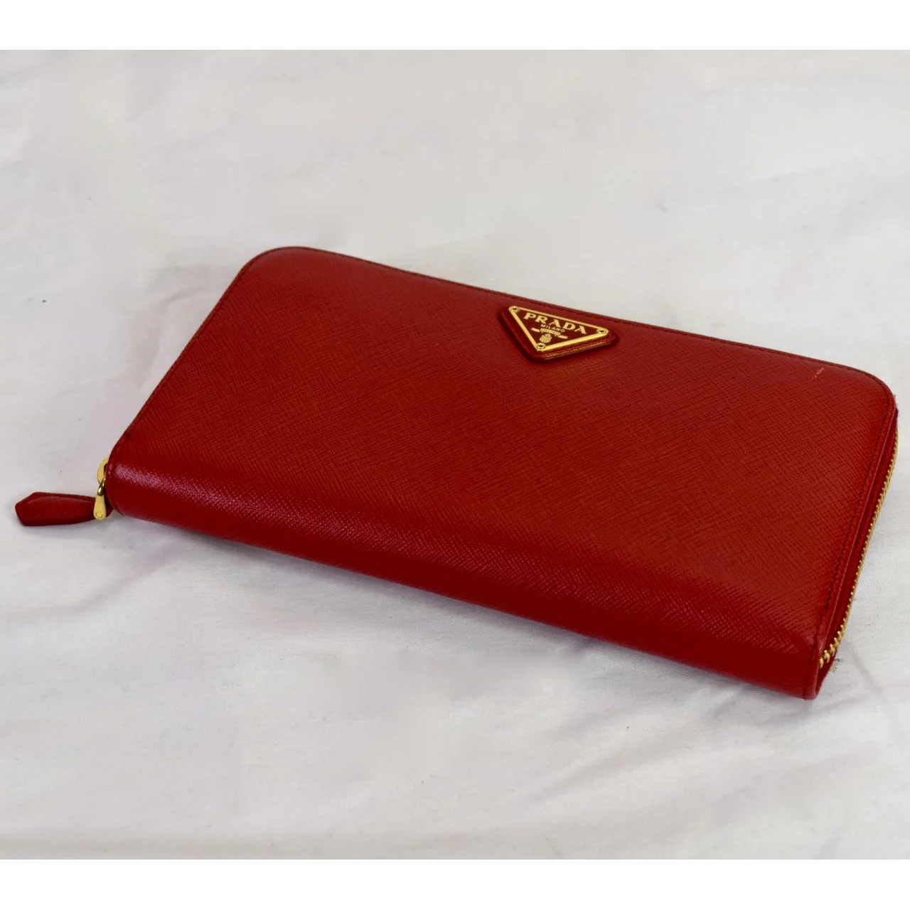 Prada Saffiano Fiery Red Wallet - Image 8