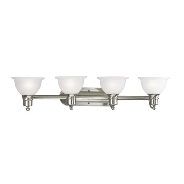 Progress Lighting 4-Light Wall Bracket with White Etched Glass Brushed Nickel