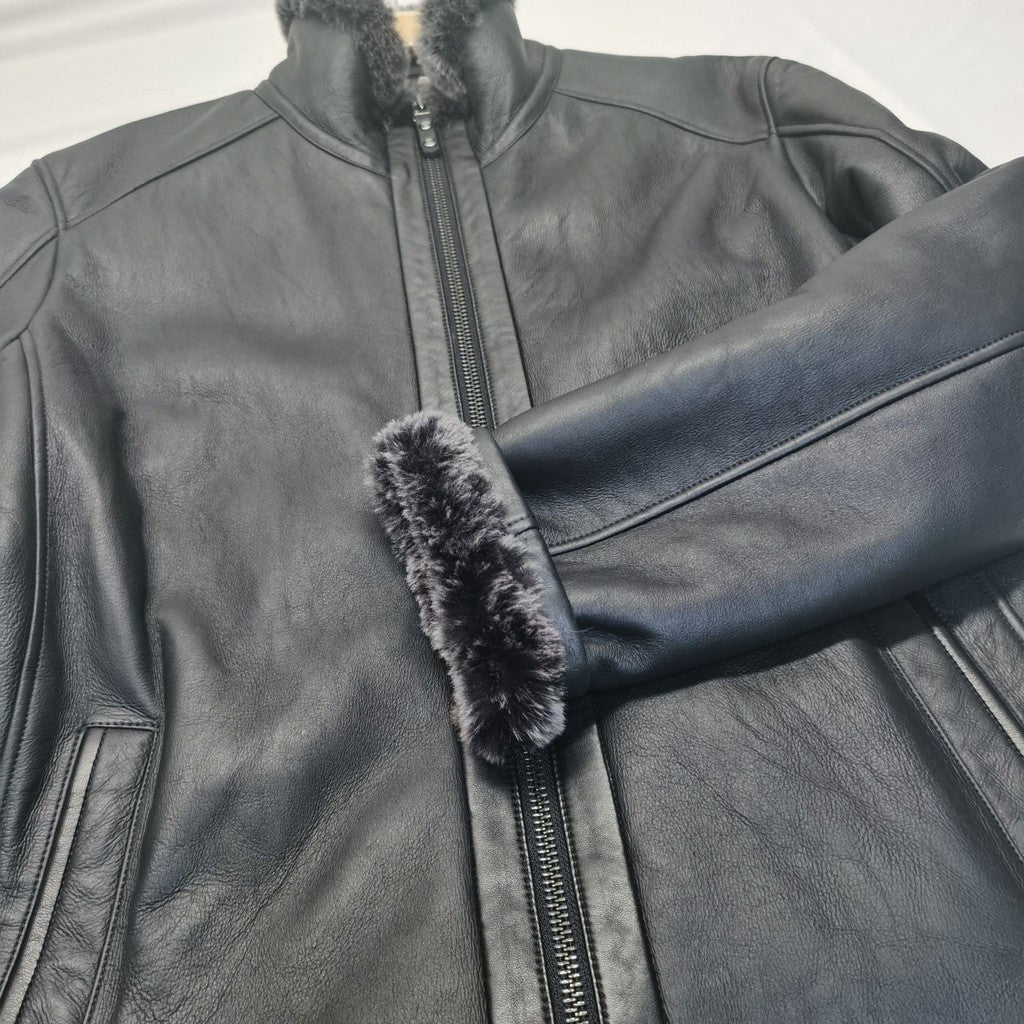 Ricardo B.H. Moto Sheepskin Bomber Jacket Black Medium - Image 10