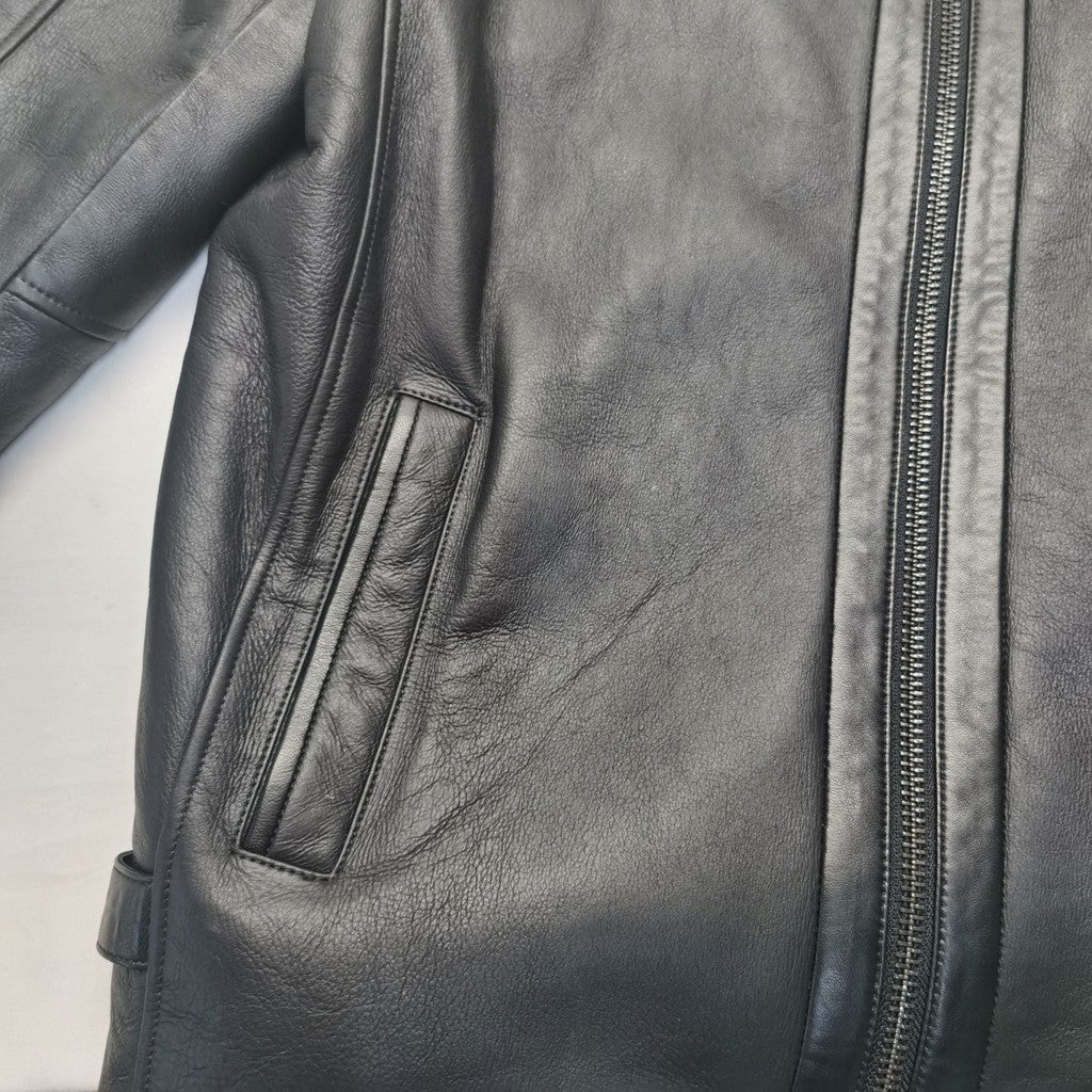 Ricardo B.H. Moto Sheepskin Bomber Jacket Black Medium - Image 11