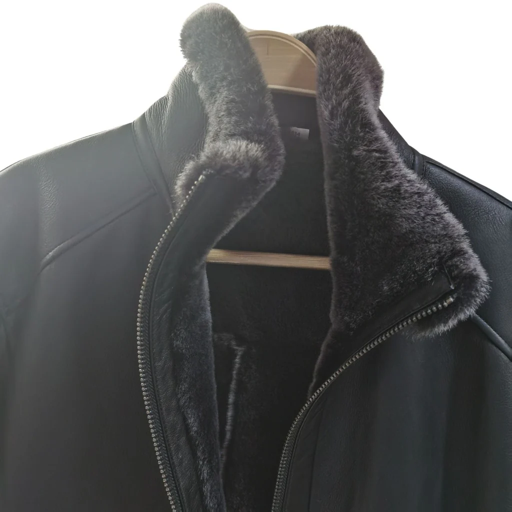 Ricardo B.H. Moto Sheepskin Bomber Jacket Black Medium - Image 13