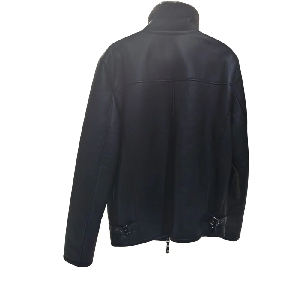 Ricardo B.H. Moto Sheepskin Bomber Jacket Black Medium - Image 3