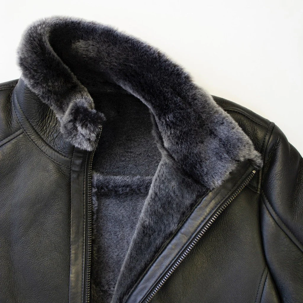 Ricardo B.H. Moto Sheepskin Bomber Jacket Black Medium - Image 4
