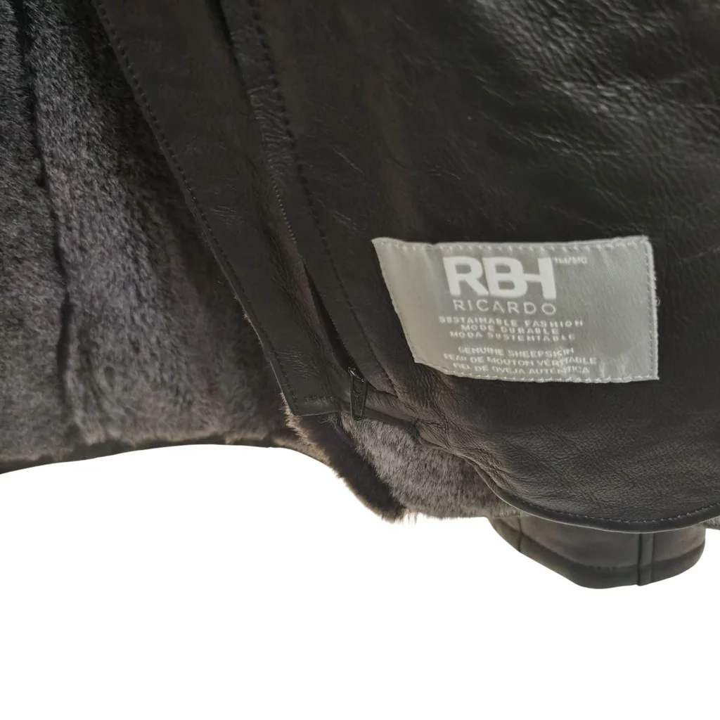 Ricardo B.H. Moto Sheepskin Bomber Jacket Black Medium - Image 6