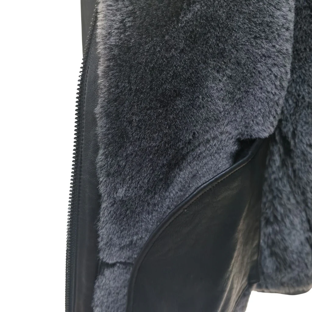 Ricardo B.H. Moto Sheepskin Bomber Jacket Black Medium - Image 7