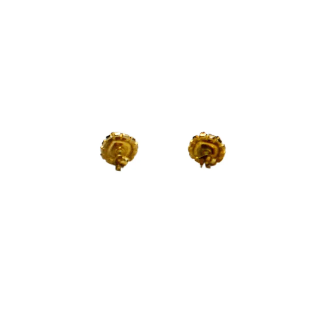 Round Stud Earrings Light Blue Stone surrounded by Clear Stones - Image 3
