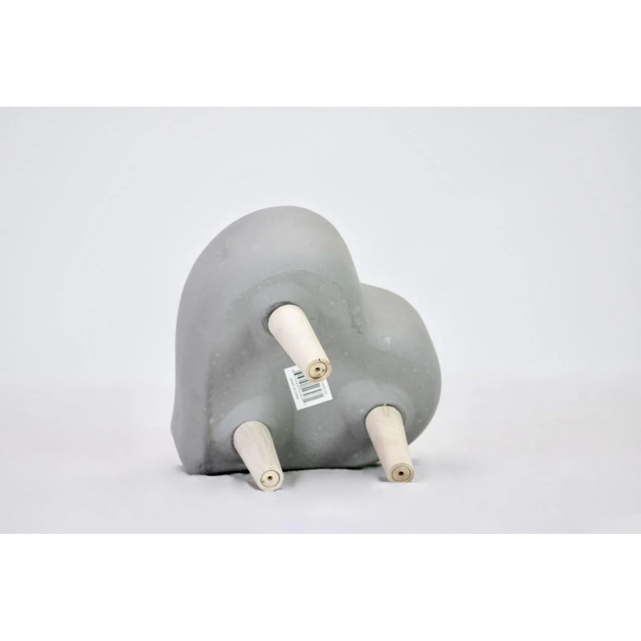 Sagebrook Home Ceramic 9" Heart Wooden Leg Planter  Light Gray - Image 3