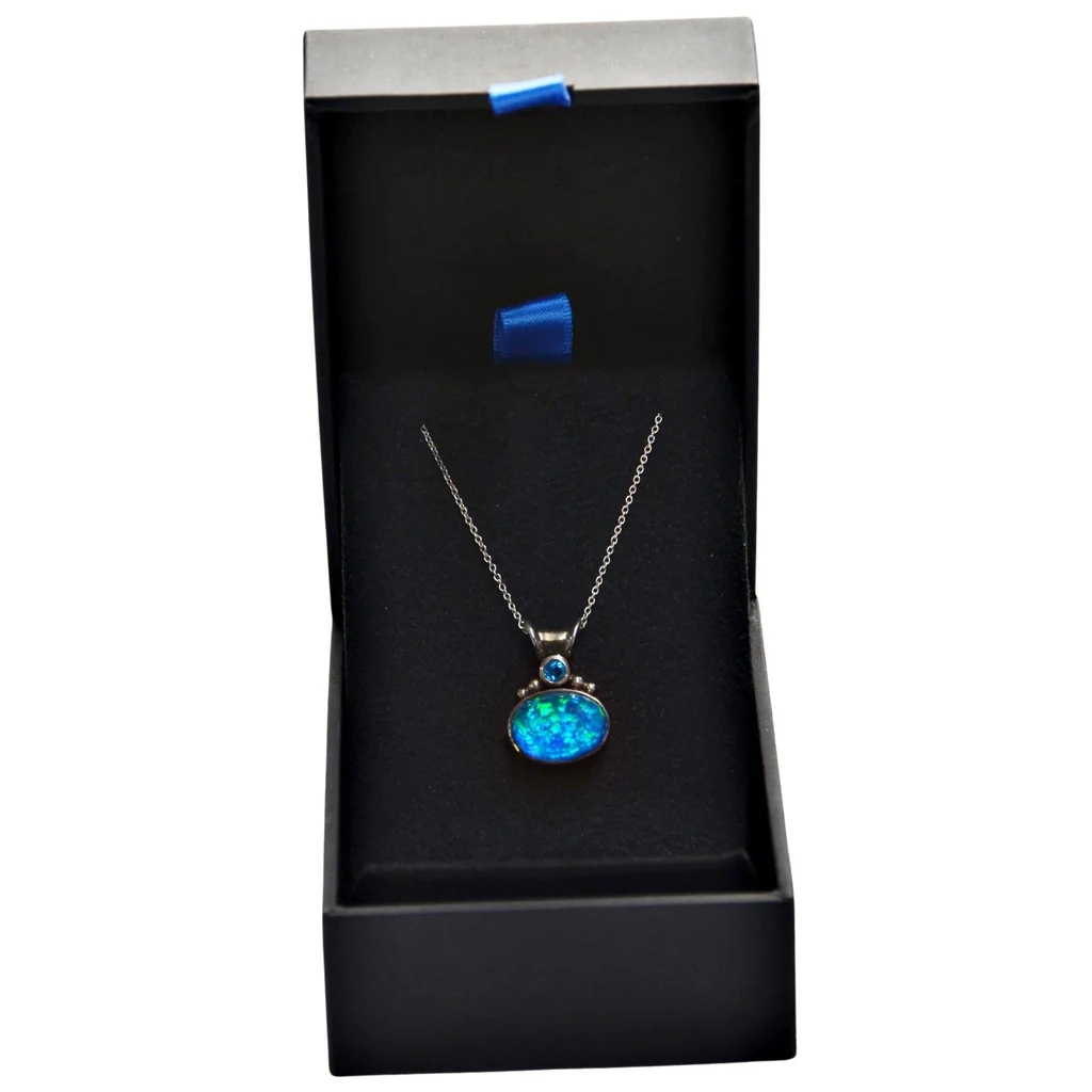 Sajen Sterling Silver Necklace w/Blue Pendant