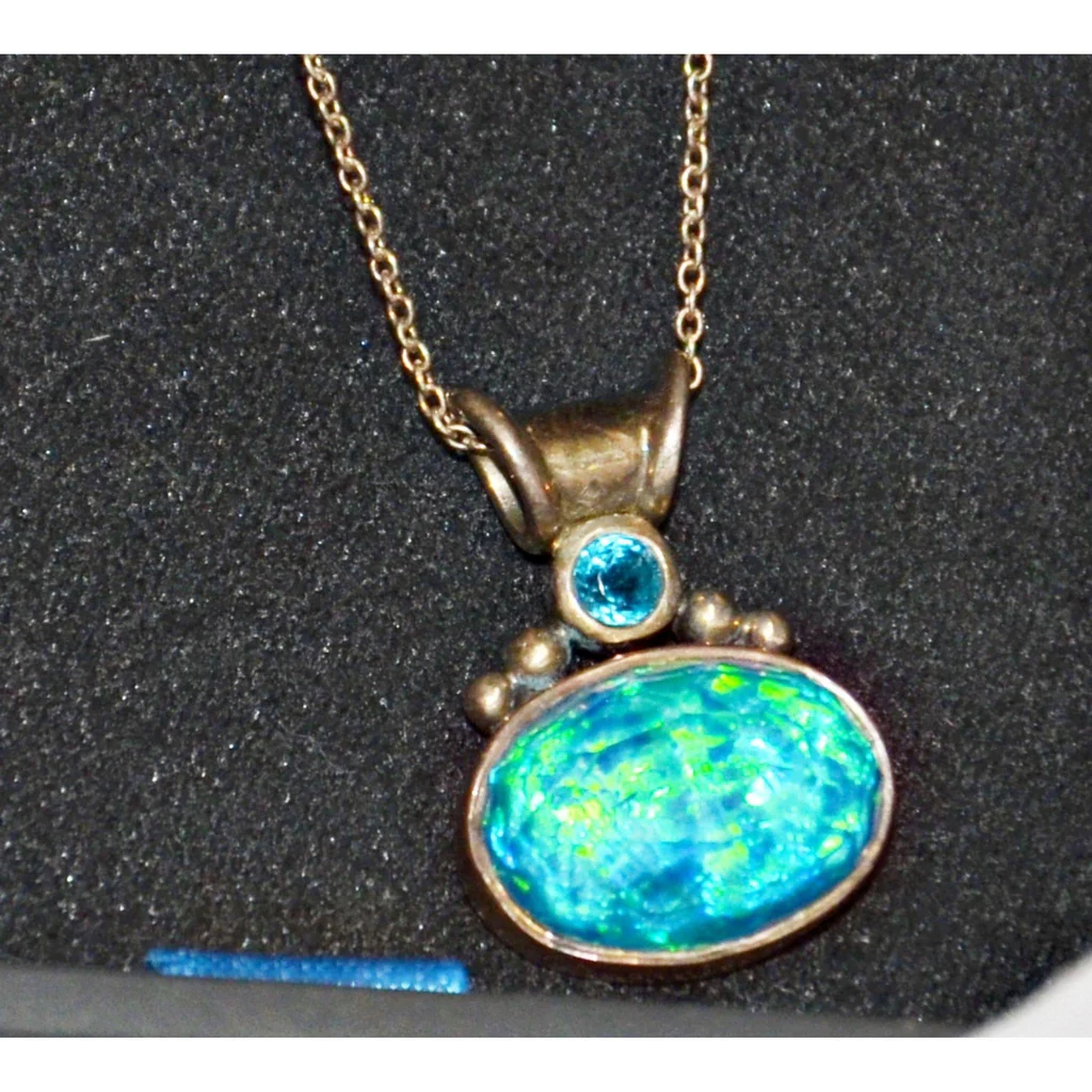 Sajen Sterling Silver Necklace w/Blue Pendant - Image 2