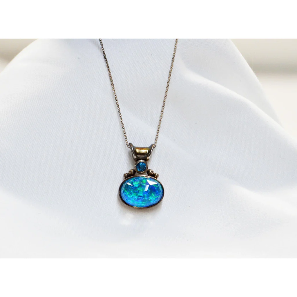 Sajen Sterling Silver Necklace w/Blue Pendant - Image 3