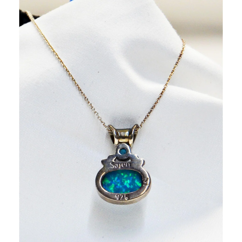Sajen Sterling Silver Necklace w/Blue Pendant - Image 4