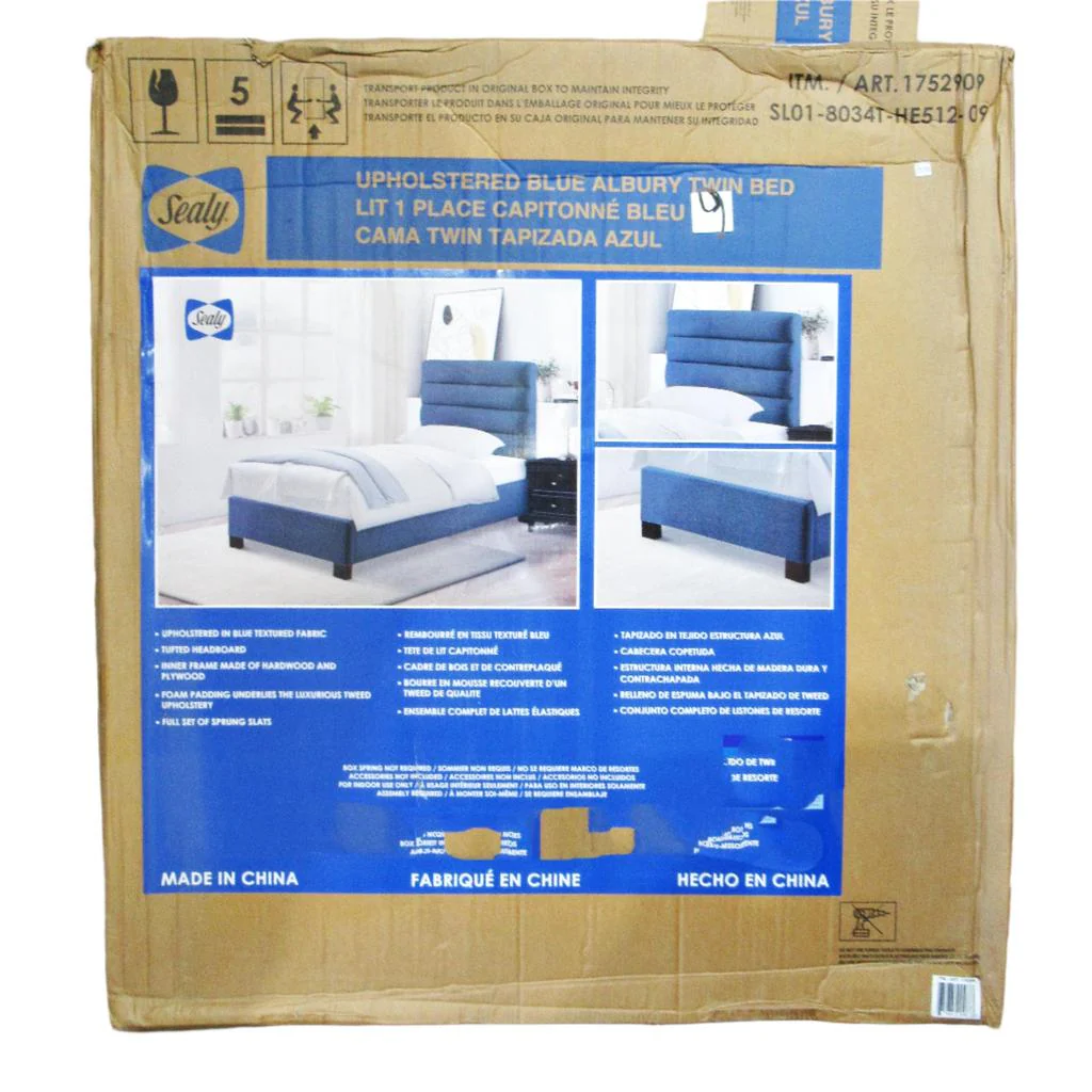 Sealy Albury Upholstered Twin Bed Blue - Image 2