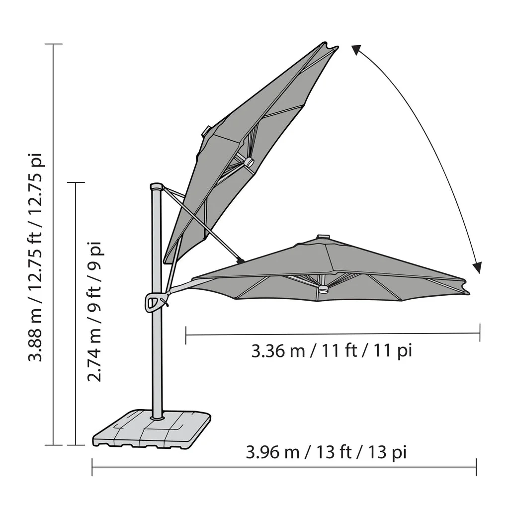 Seasons Sentry 3.35 m (11 ft.) Round LED Cantilever Umbrella Grey - Image 3