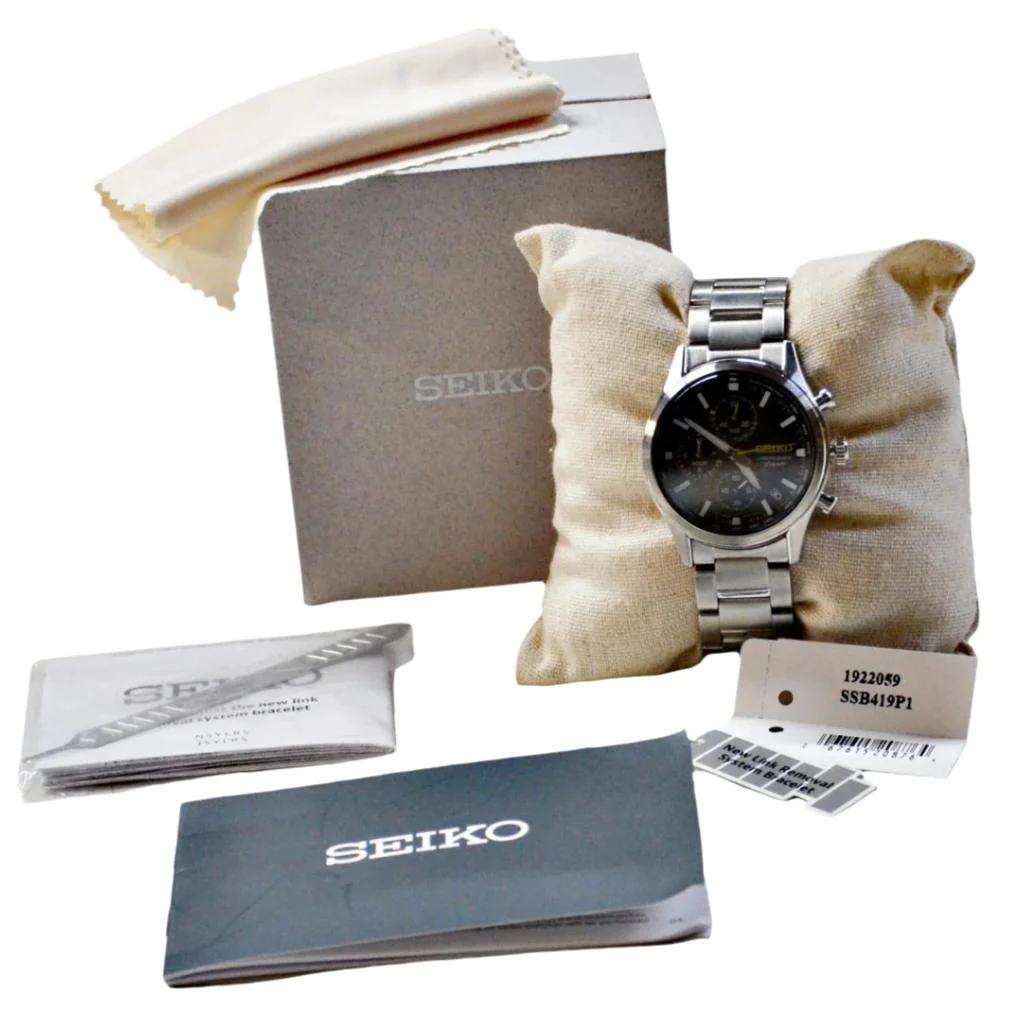 Seiko Men's Aviator Black Dial Watch SSB419P1 - Image 7