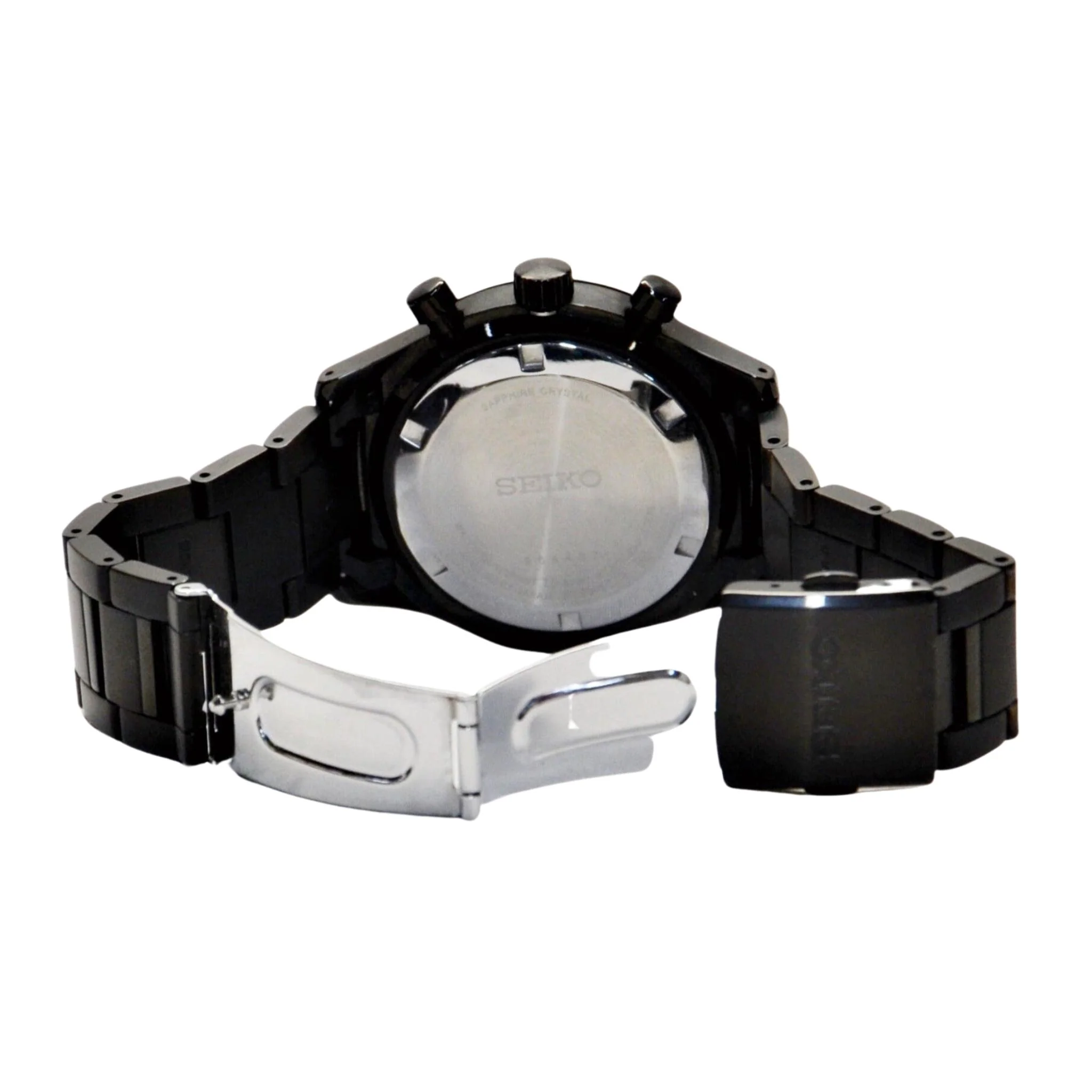 SEIKO Men's Chronograph Quartz Watch SSB415P1 Black Dial - Image 4