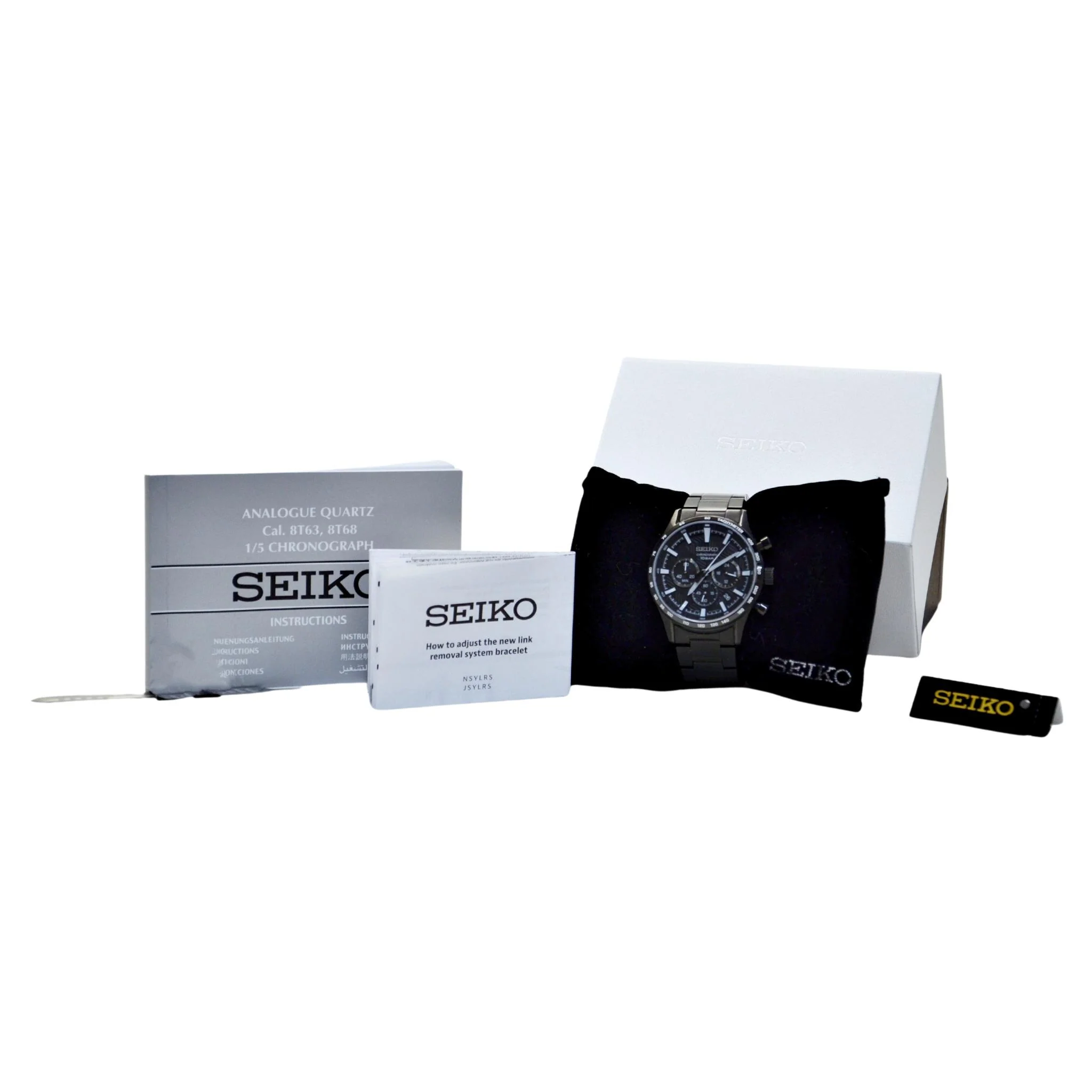 SEIKO Men's Chronograph Quartz Watch SSB415P1 Black Dial - Image 6