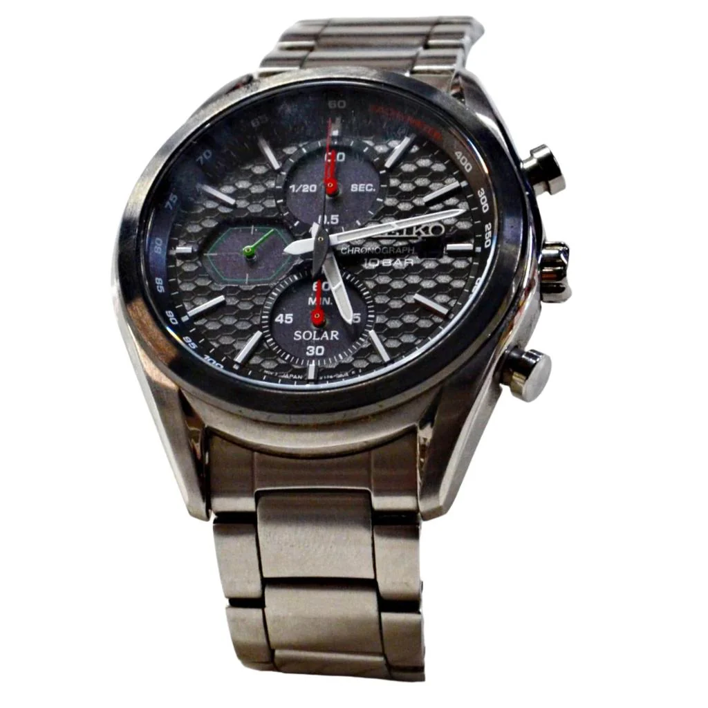 Seiko Men's Macchina Sportiva Solar Chronograph Black dial Watch SSC803P1 - Image 2