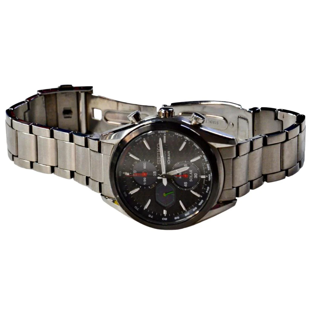 Seiko Men's Macchina Sportiva Solar Chronograph Black dial Watch SSC803P1 - Image 4