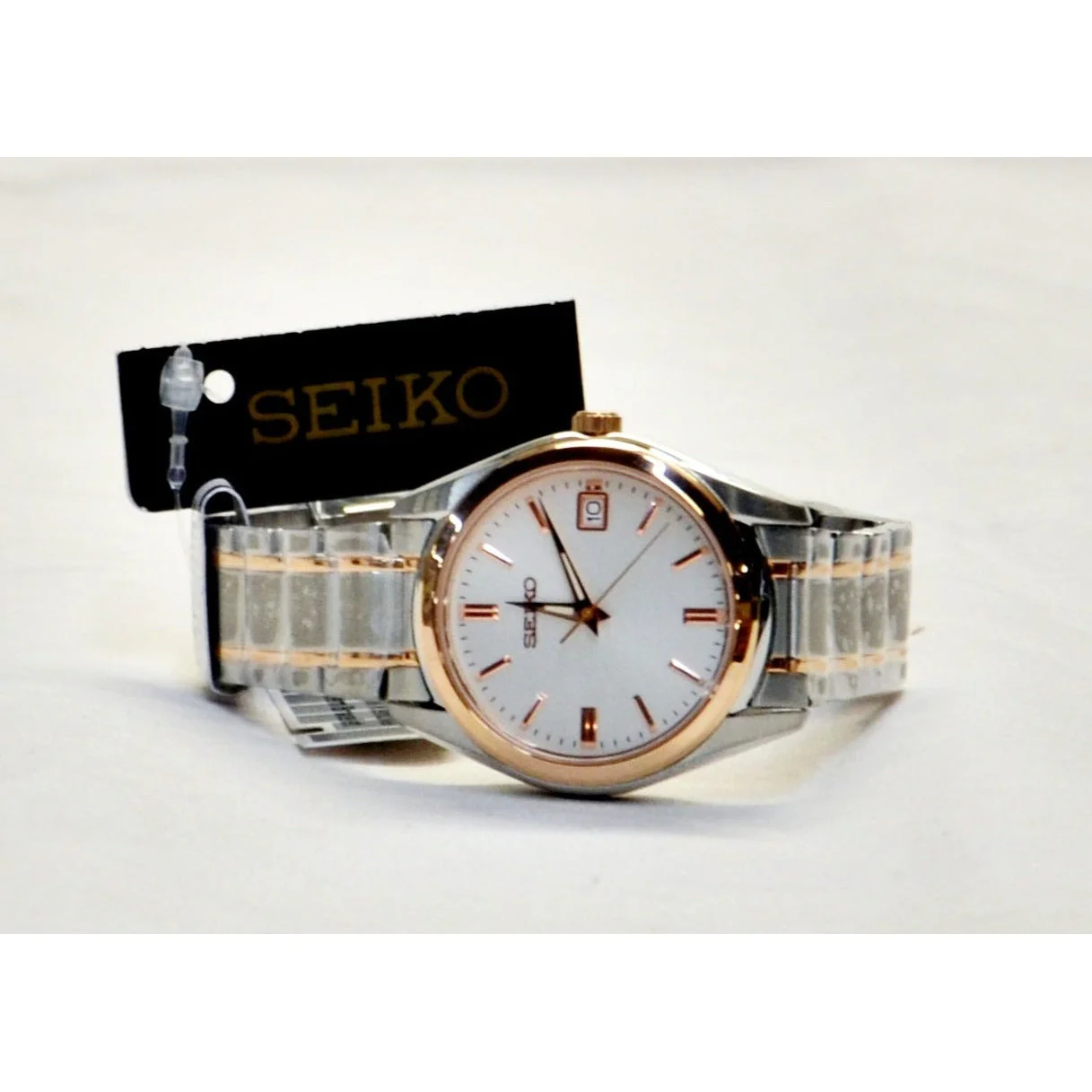 Seiko SUR322 Quartz Men's Watch, Silver & Rose Gold - Image 2