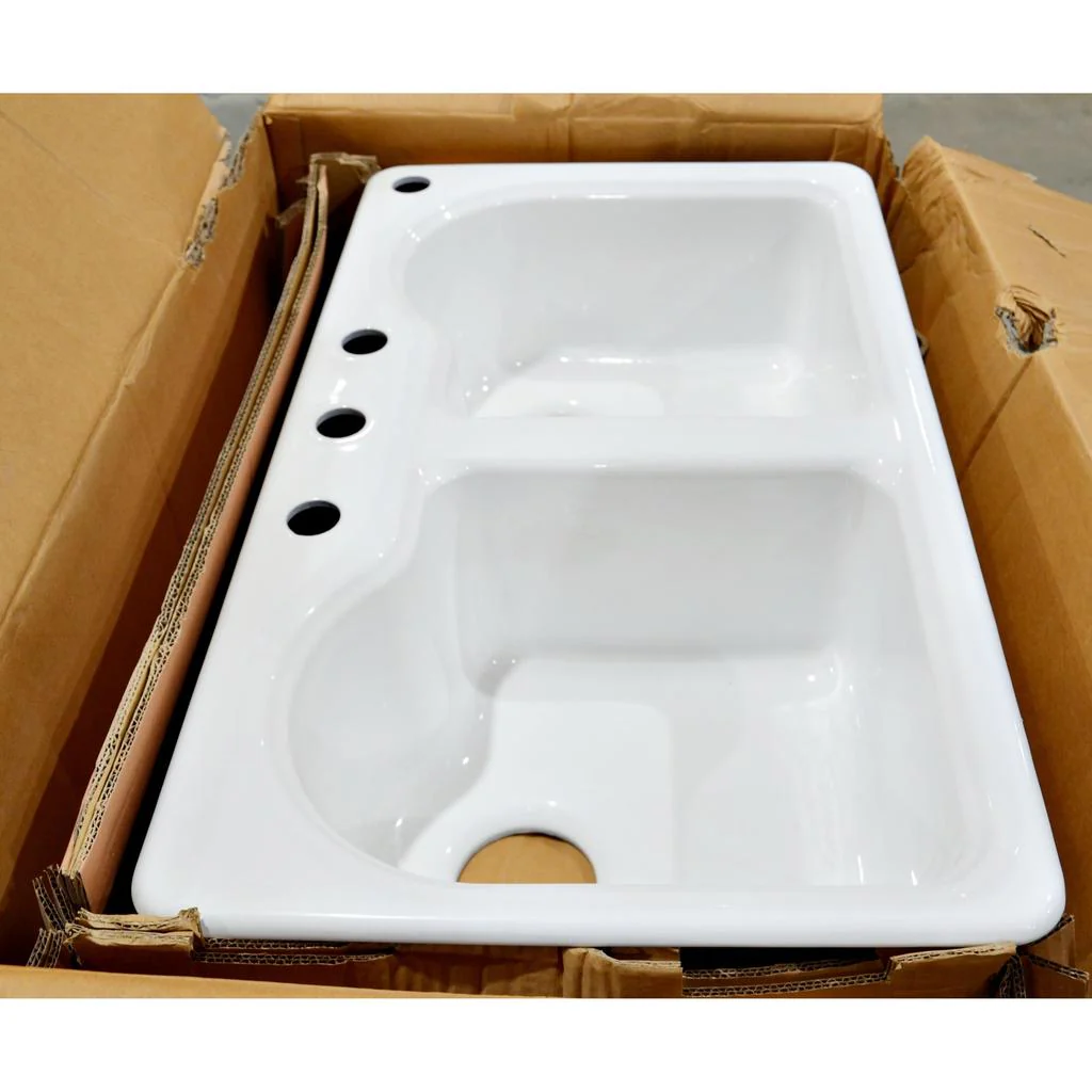 Signature Hardware Twenlow 32" Double-Bowl Cast Iron Drop-In Sink BS470-4 - Image 3