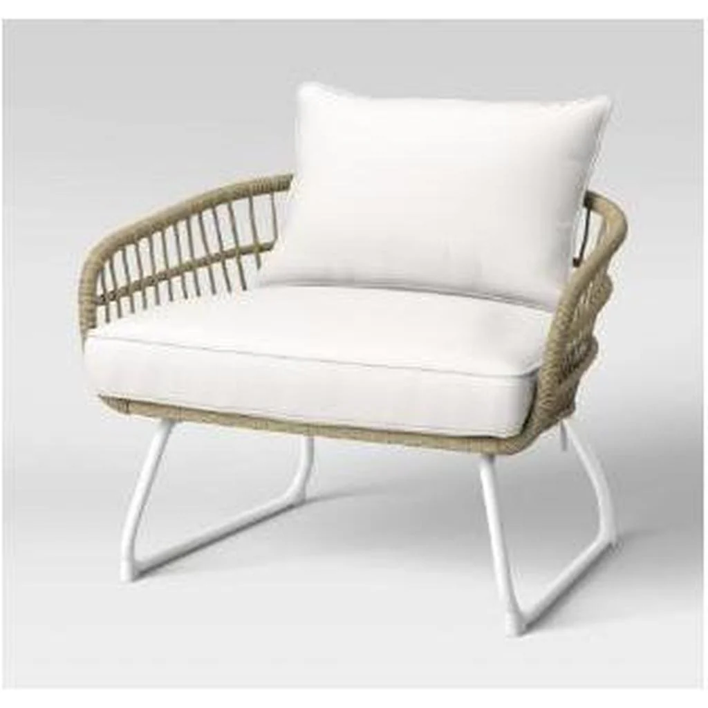 Southport Patio Wicker Steel Frame Chair White