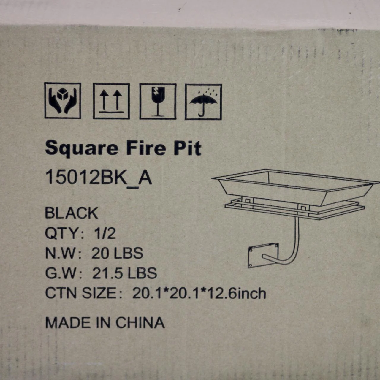 Square Fire Pit - Black - Image 3