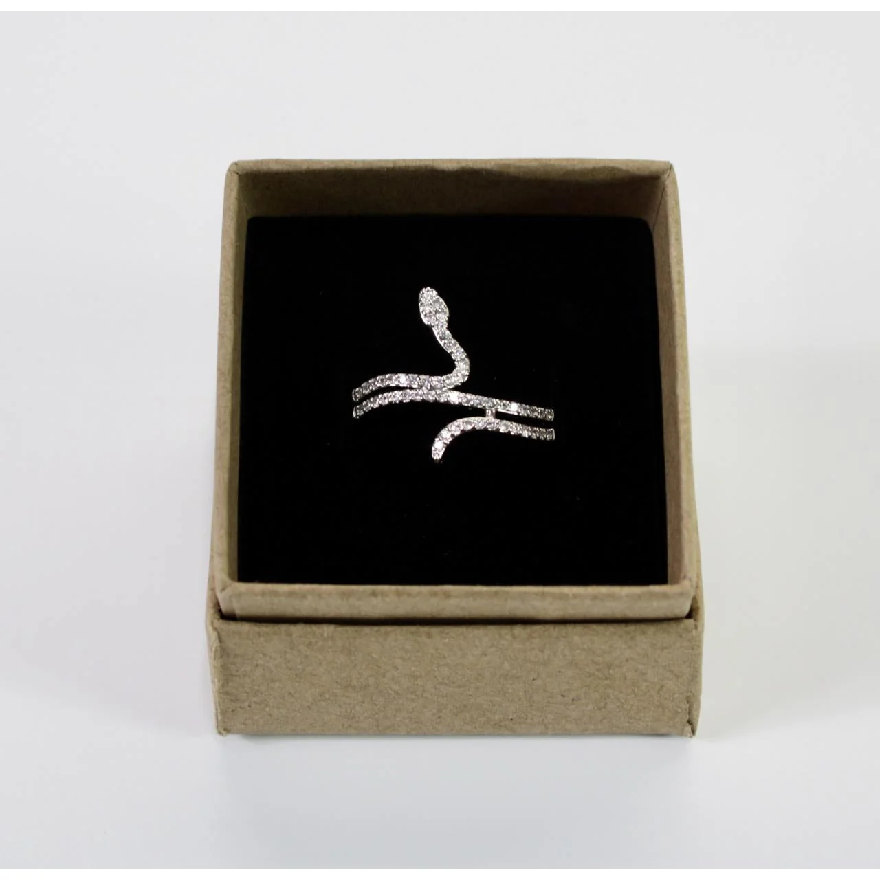 Sterling Silver & Crystal Serpent Ring Size 10