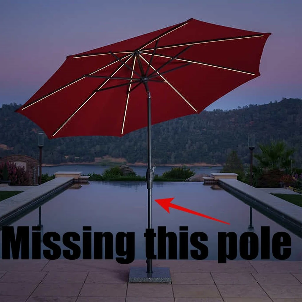 Sunvilla 10' Round Solar LED Market Umbrella Red