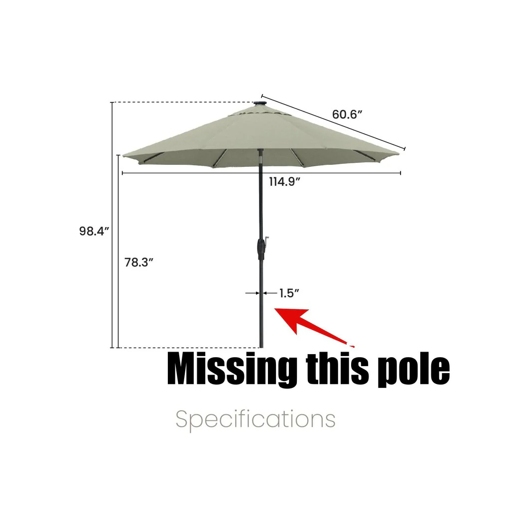 Sunvilla 10' Round Solar LED Market Umbrella Tan - Image 2
