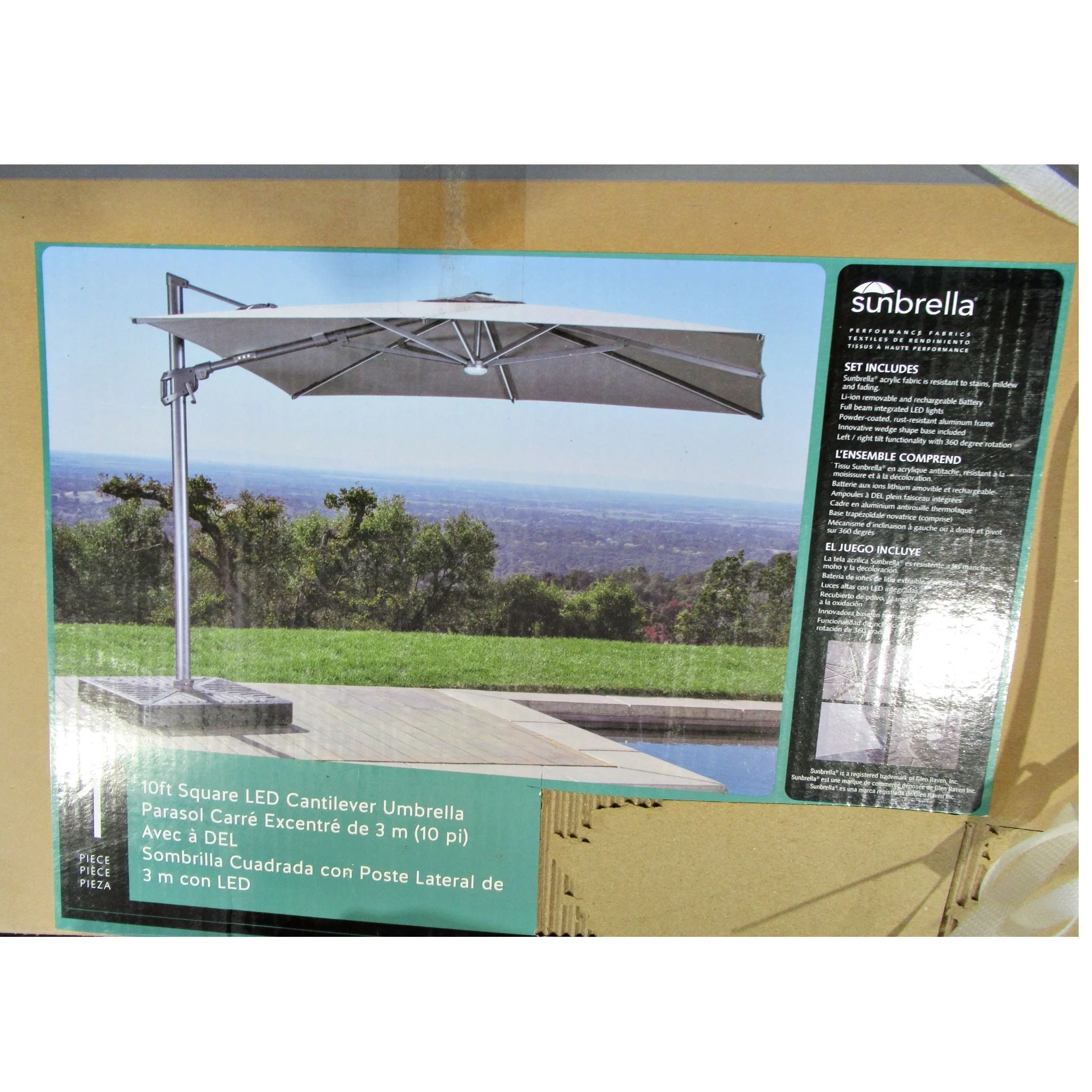 Sunvilla Cantilever Umbrella LED Light 10FT Cast Slate - Image 2