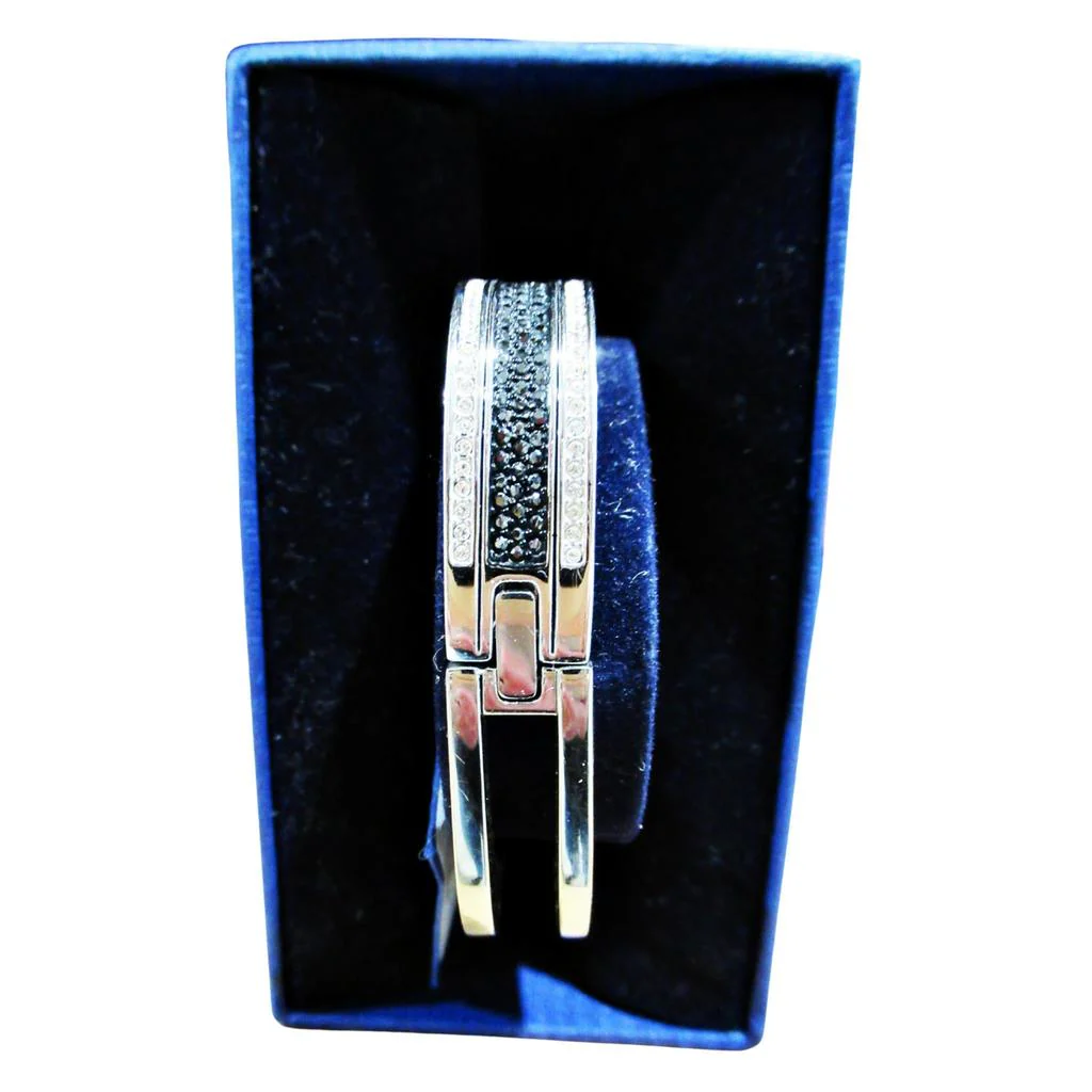 Swarovski Square Bangle Bracelet Black/Silver - Image 4