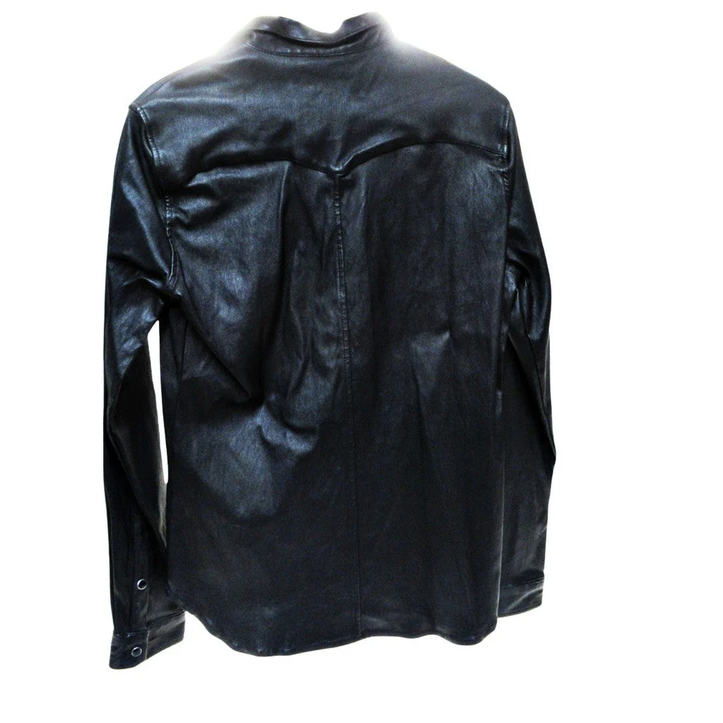 The Kooples Leather Shirt Men Black M - Image 3
