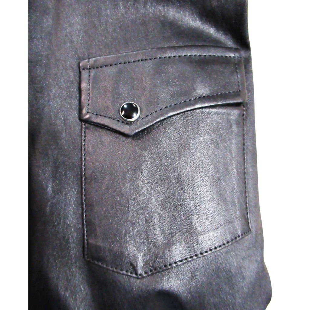 The Kooples Leather Shirt Men Black M - Image 4