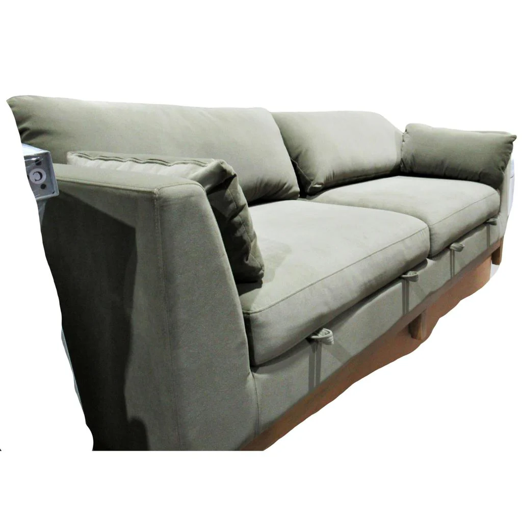 Thomasville Fabric Sofa with Storage Seats Green