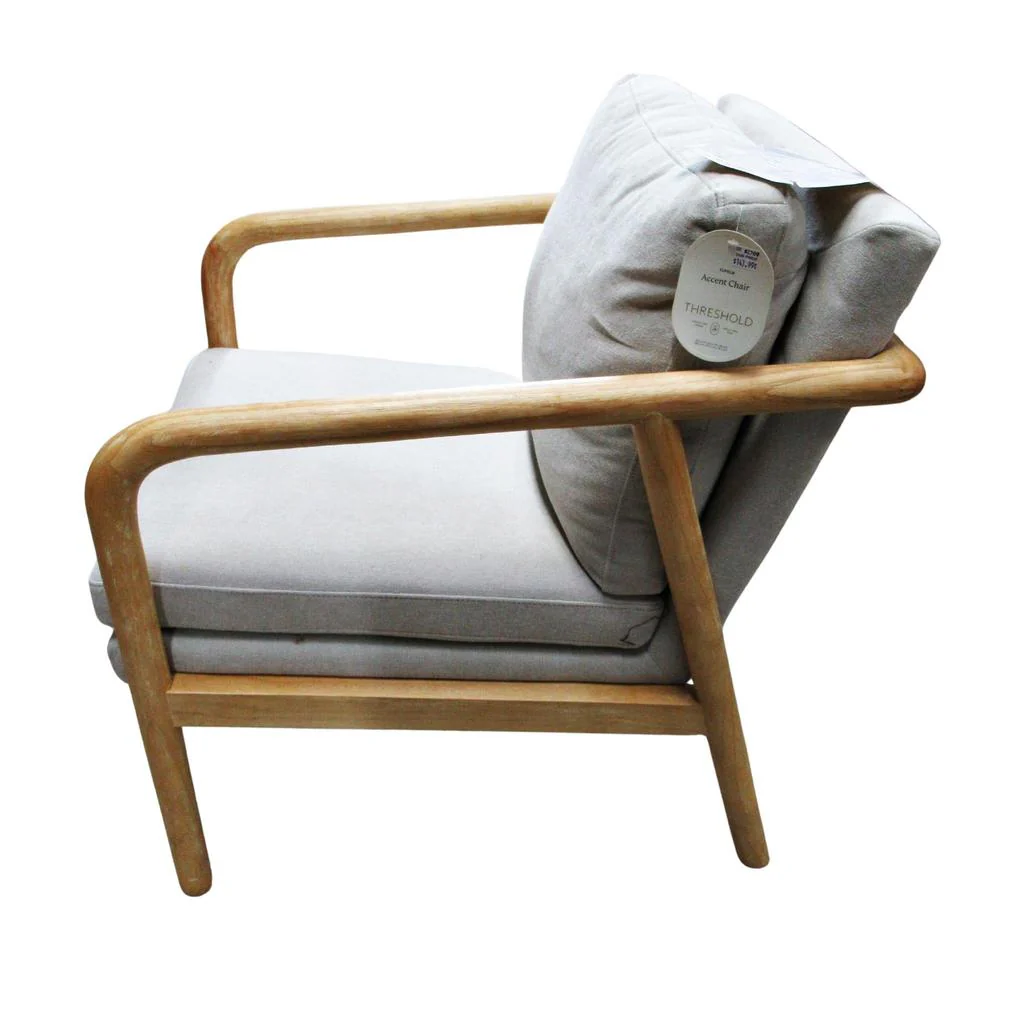 Threshold Tufeld Wood Armchair Beige - Image 4
