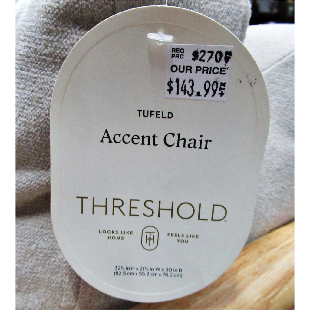 Threshold Tufeld Wood Armchair Beige - Image 5