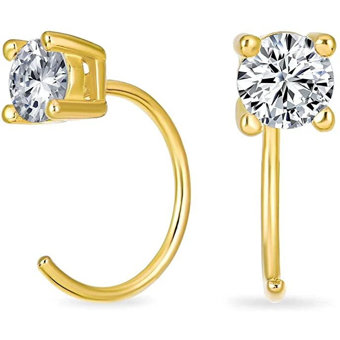 Bling Jewelry Tiny Minimalist Mini CZ Solitaire Threader Cartilage Stud Earrings